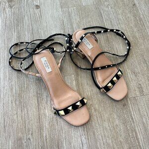 Womens Steven New York Black Stud Wraparound Heels - 9.5